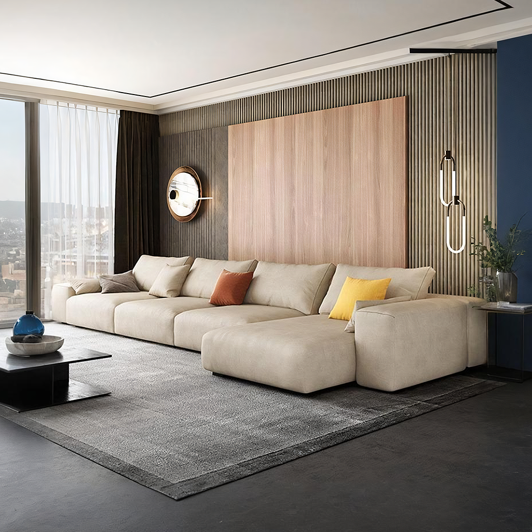 Calvin Two Seater Corner Sofa, Leathaire, side view of reclining sofas corner