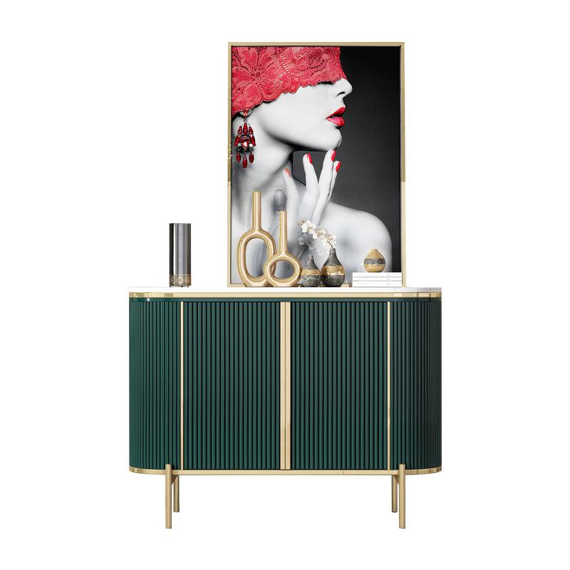 Elec Sideboard, Green & Gold in a lifestyle setting with herringbone sideboard