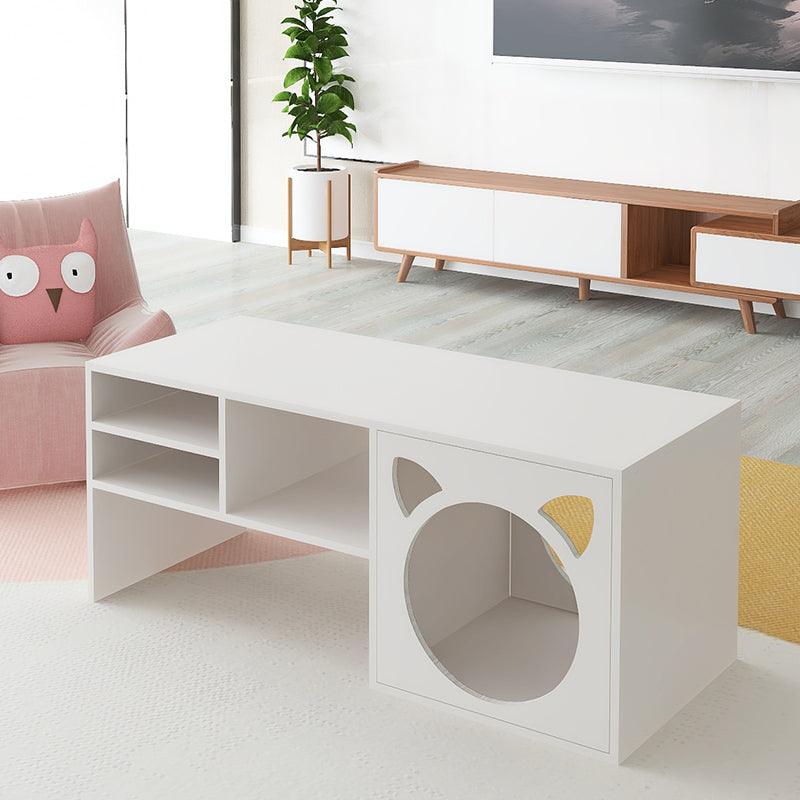 Marioni Coffee Table With Pet House, Wood-Weilai Concept-White + Oak-Weilai Concept