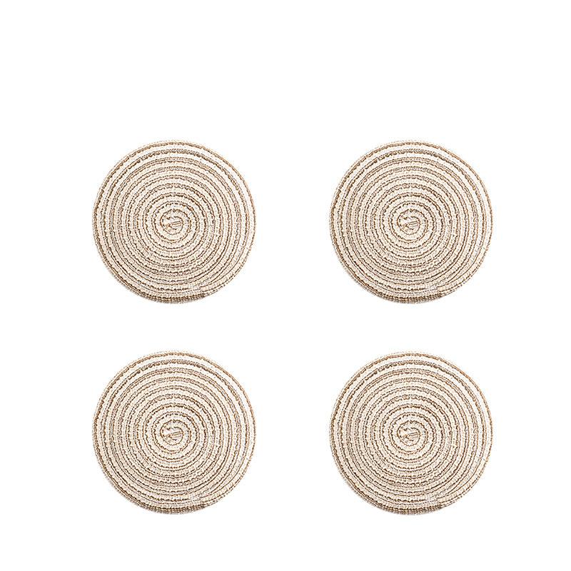 Round Braided Woven Placemats, Set of 4 Pieces-Weilai Concept-18cm-White*4-Weilai Concept