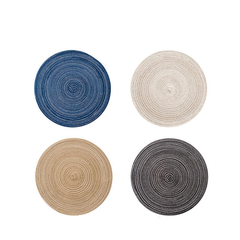 Round Braided Woven Placemats, Set of 4 Pieces-Weilai Concept-18cm-Blue*1，White*1，Beige*1，Black*1-Weilai Concept