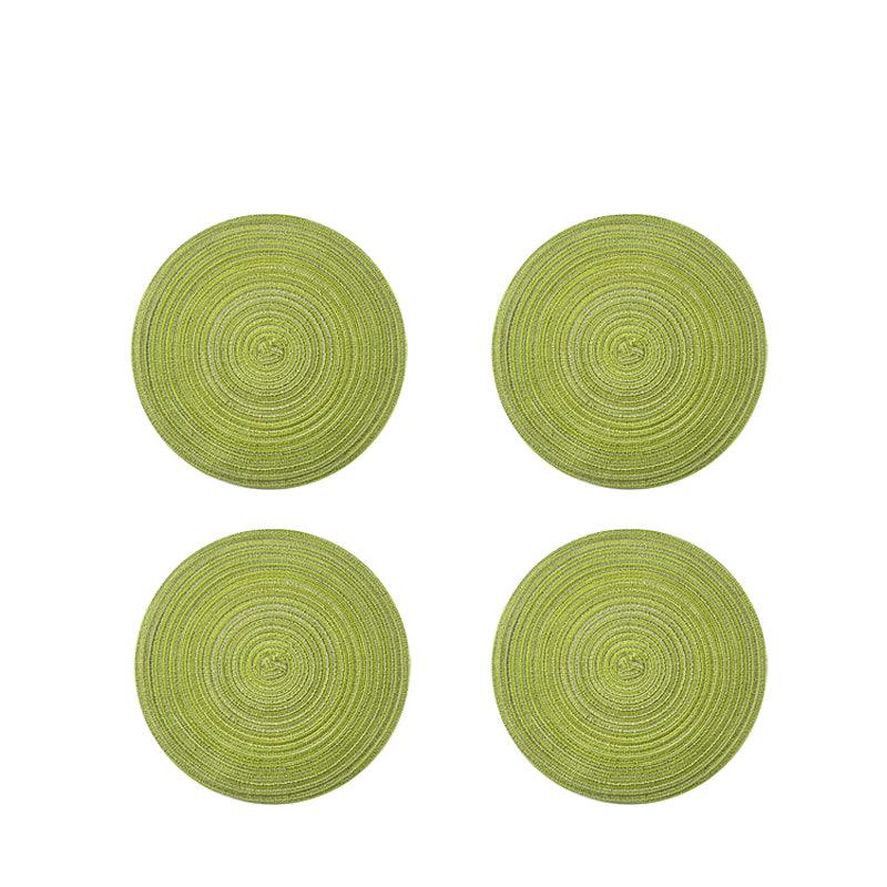 Round Braided Woven Placemats, Set of 4 Pieces-Weilai Concept-18cm-Green*4-Weilai Concept