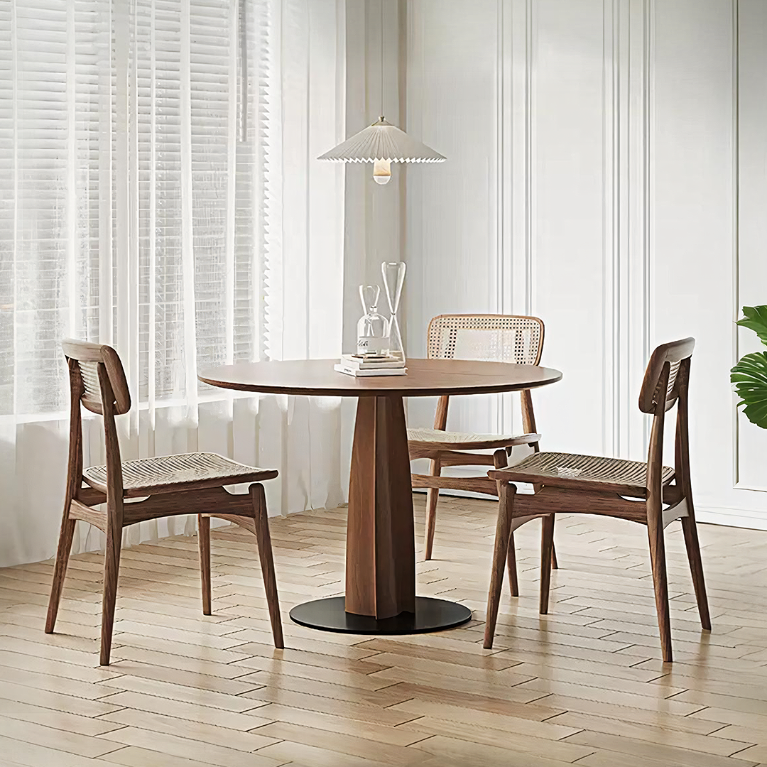Seraphina Round Dining Table, Solid Wood - arm chair for dining table