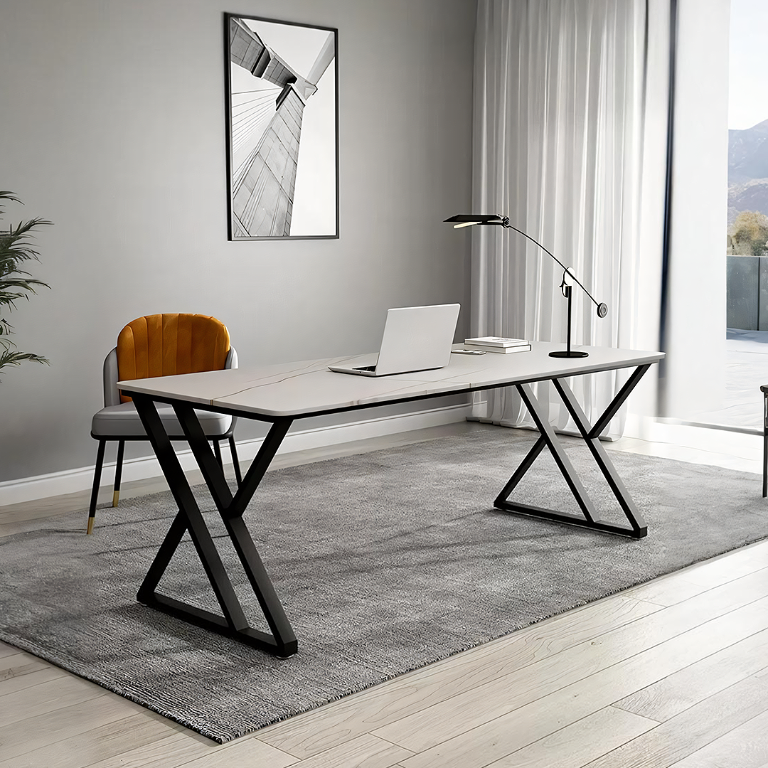 Simone Office Desk, Sintered Stone - office black desk
