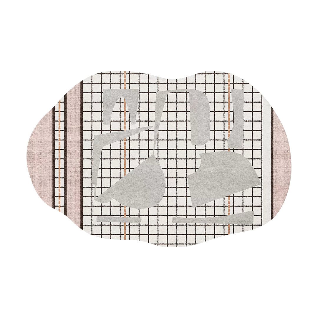 Nordic Pink Stripes Irregular Shape Rug, Various Style Available-B-120×160 cm-Weilai Concept