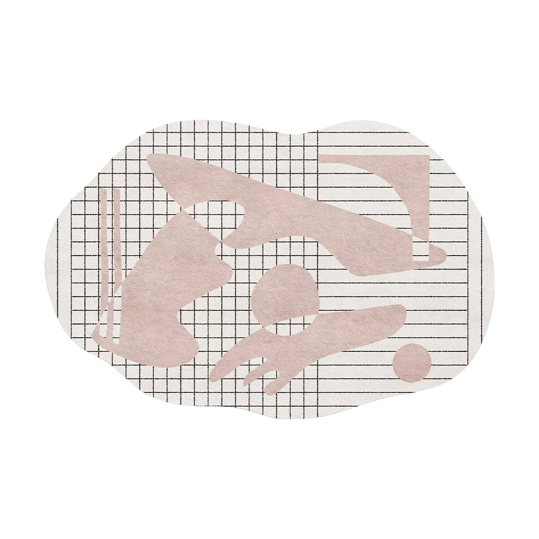 Nordic Pink Stripes Irregular Shape Rug, Various Style Available-F-120×160 cm-Weilai Concept