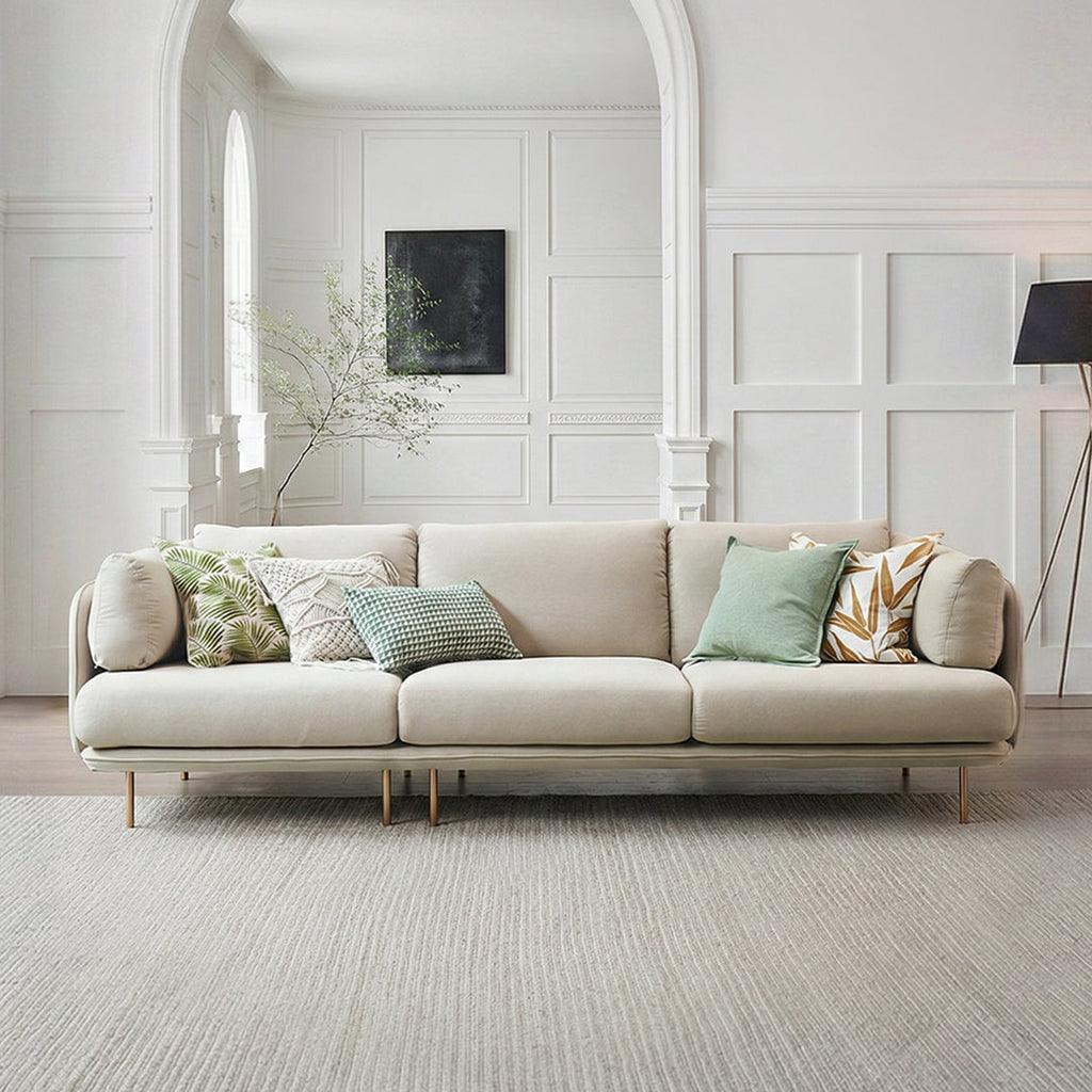 Two Seater, Three Seater, Modular Sofa, Off-White Cotton Linen - beige corner sofa