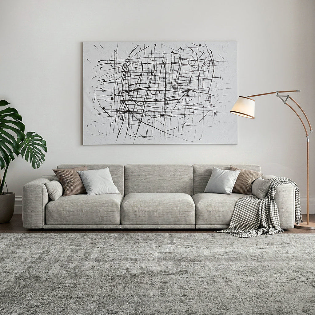 Frances Two Seater Sofa, Cotton Linen, side view of corner suite sofa