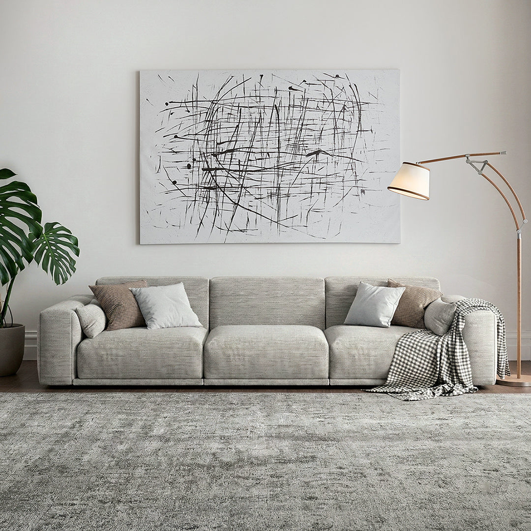 Frances Two Seater Sofa, Cotton Linen, side view of corner suite sofa