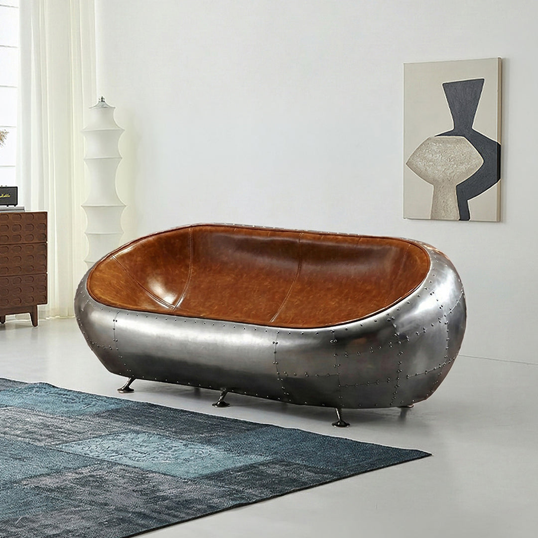 Aviator Airplane Tub Two Seater Sofa, Aluminum Loveseat