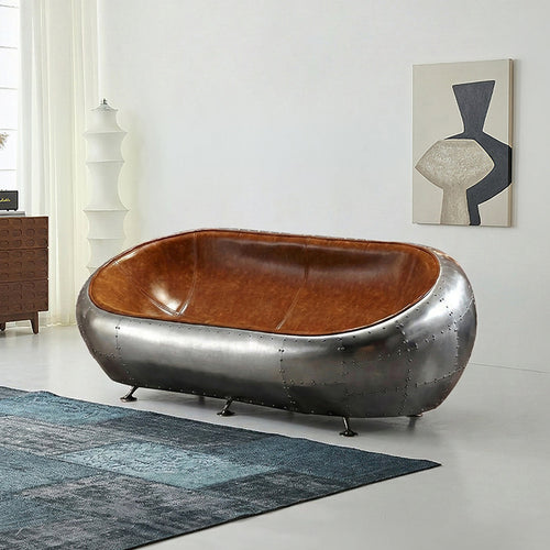 Aviator Airplane Tub Two Seater Sofa, Aluminum Loveseat