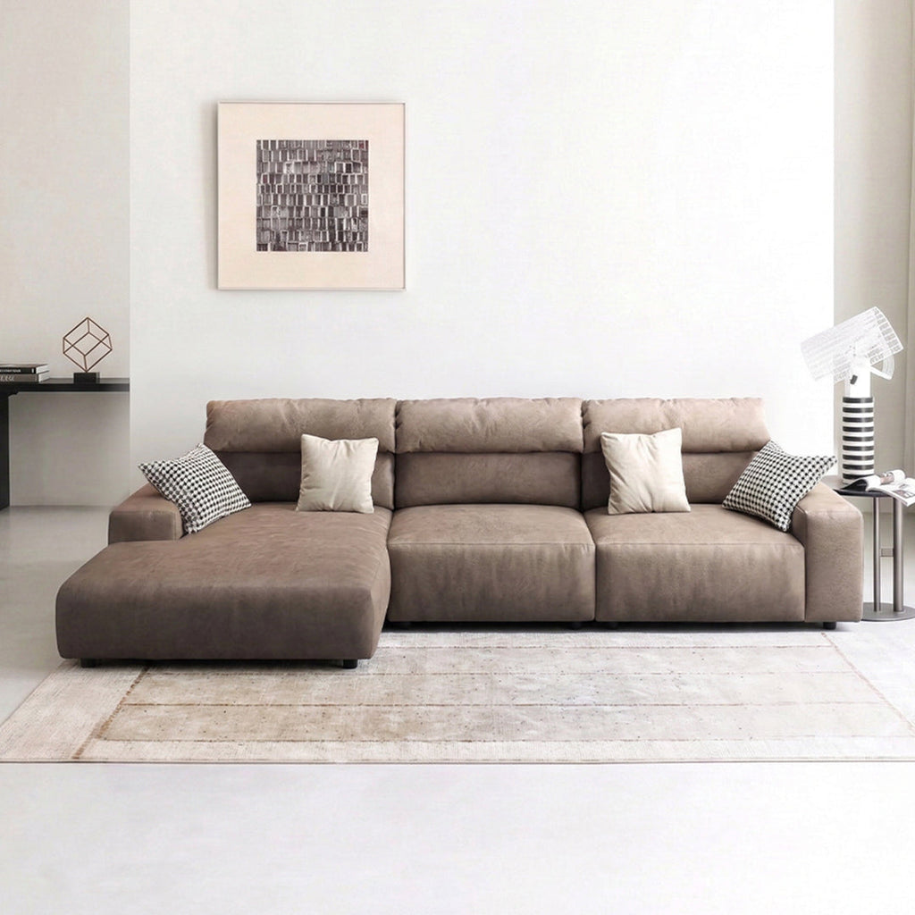 Montgomery Three Seater / Four Seater Corner Sofa, Leathaire, side view of tignes corner sofa with storage