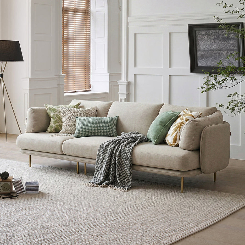 Two Seater, Three Seater, Modular Sofa, Off-White Cotton Linen, side view of corner sofas