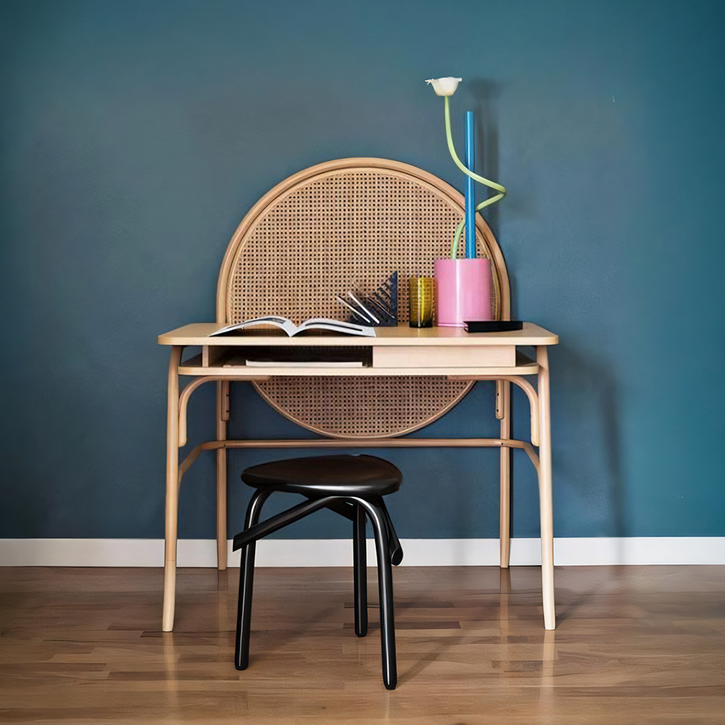 Vallee Rattan Office Desk - heated office desk chair