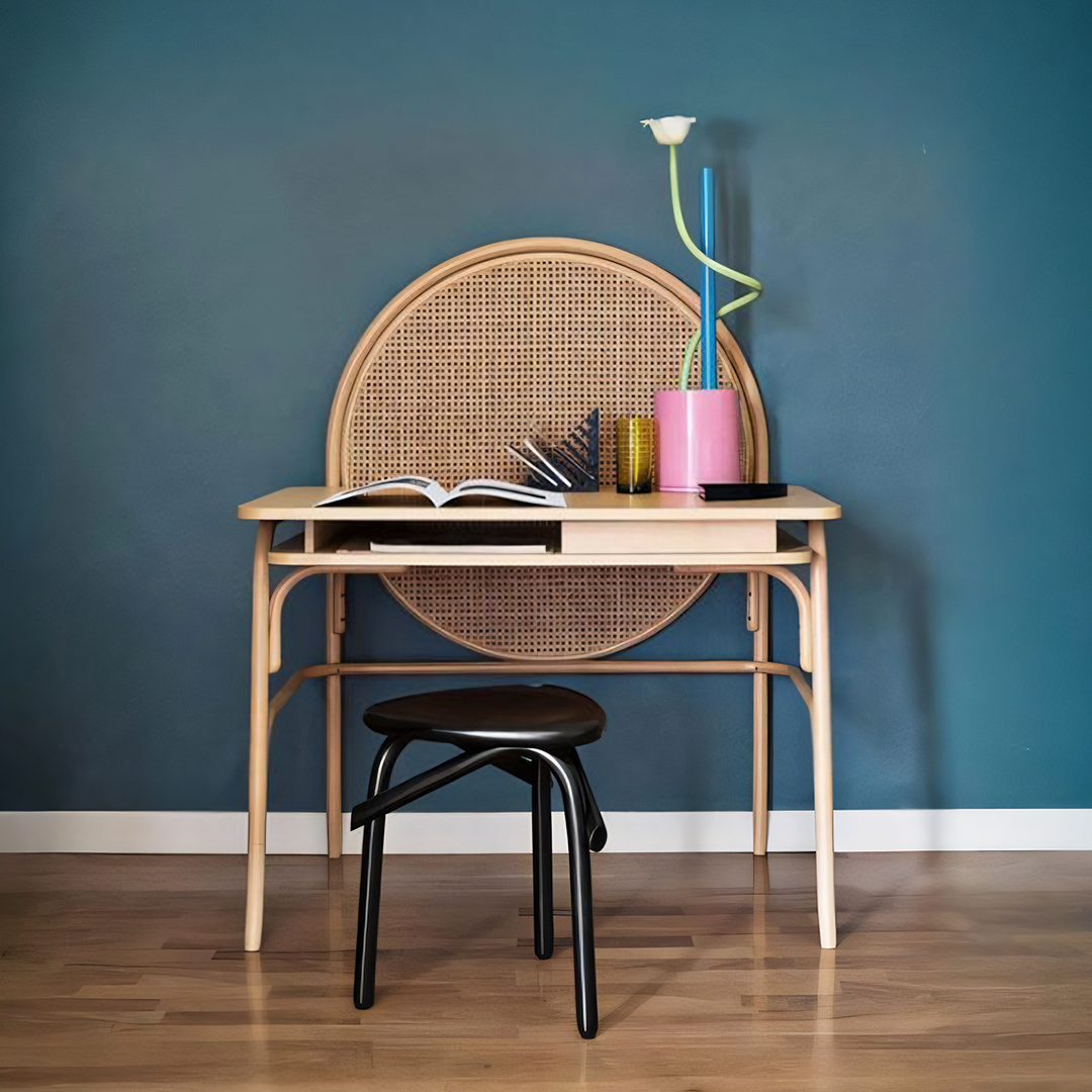 Vallee Rattan Office Desk - heated office desk chair