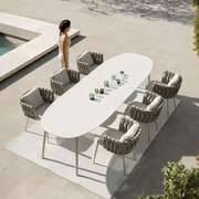 Vallee Rattan Outdoor Dining Table Set, Table With Six Dining Chairs - three seater sofa bed