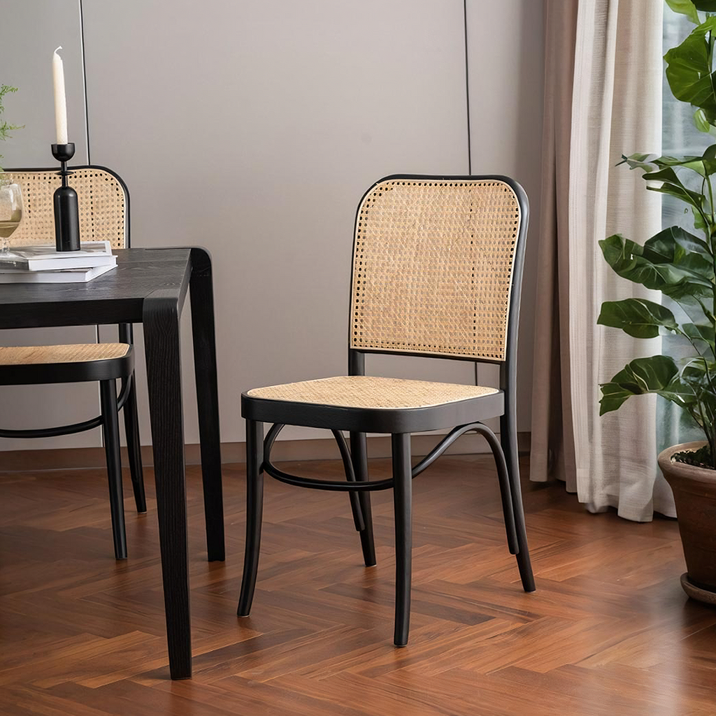 A Set Of 2 Vanesa Rattan Dining Chair, Black, Clearance-Weilai Concept-Weilai Concept