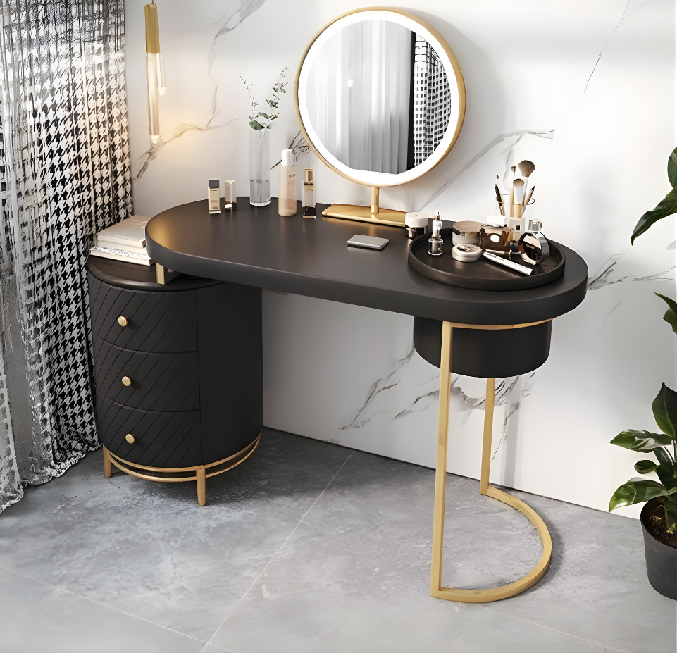Tandy Dressing Table With LED Mirror, Green & White,  Makeup Vanity