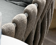 Detail view of Vallee Rattan Outdoor Dining Table Set, Table With Six Dining Chairs with chair sofa bed