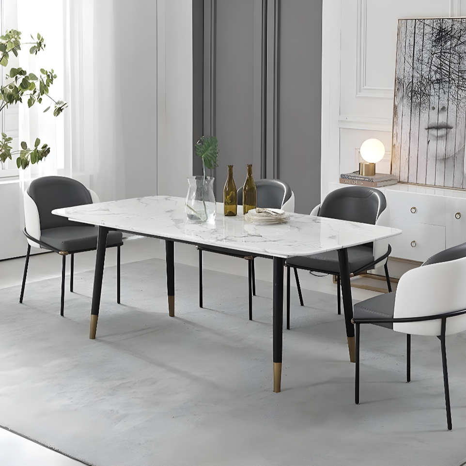 Detail view of Malvern Dining Table, White with white table dining room