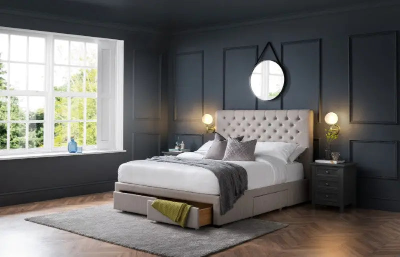 Wilton 4 Drawer 180cm Superking Bed - Grey Linen Iconic abode