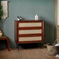 Xavier Sideboard, Side Cabinet, Rattan - grey and oak sideboard