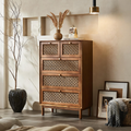 Zulu Art Deco Sideboard, Solid Wood, Walnut - wood cabinet sideboard