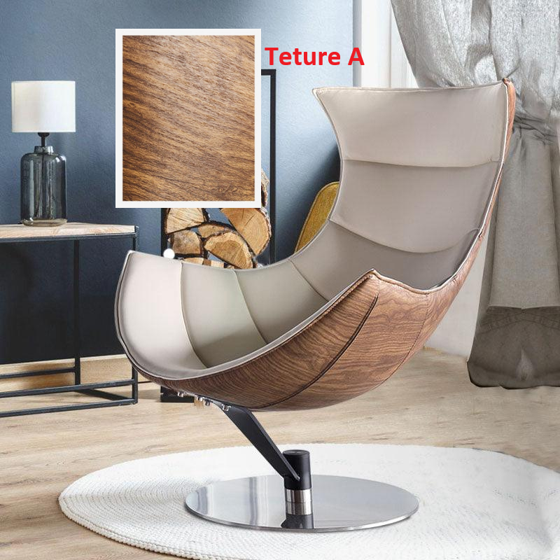 Lobster Lounge Swivel Chair With Ottoman, Walnut Texture-Texture A-Weilai Concept
