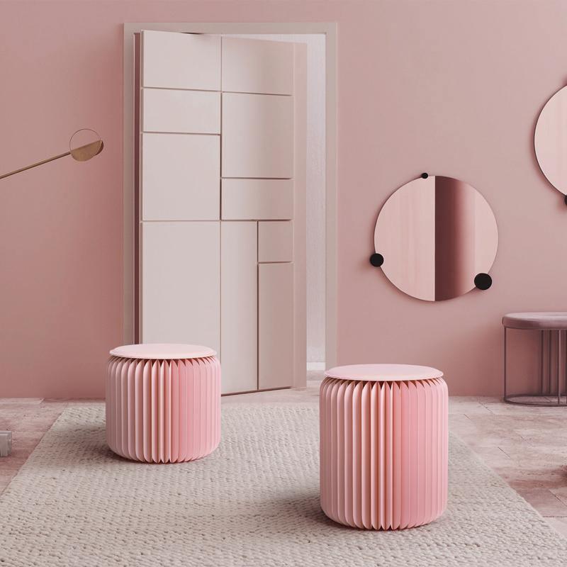 Accordion Stool Spring Pink-Weilai Concept-Weilai Concept