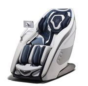 White and blue massage chair on a white background
