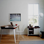 Brannan Office Desk, Wood in a lifestyle setting with adjustable height office desk