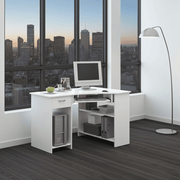 Alex White Corner Desk with Drawer and Shelves - 2922