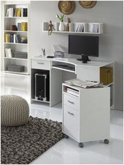 Alex White Corner Desk with Drawer and Shelves - 2922
