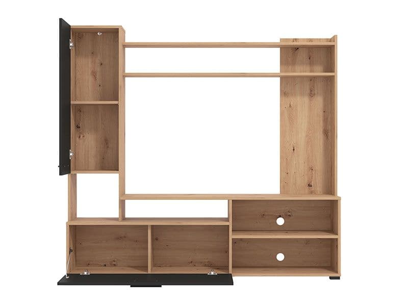 Algarve Artisan Oak Effect And Black TV Entertainment Unit - 11011452