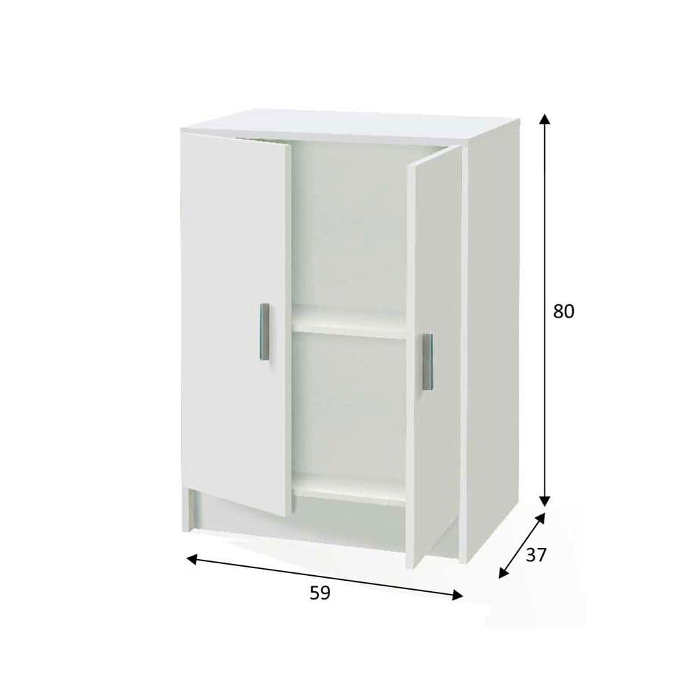 Alonso 2 Door White Universal Storage Cupboard - 3251