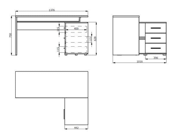 Amag Oak And Black Corner Desk - 11008666