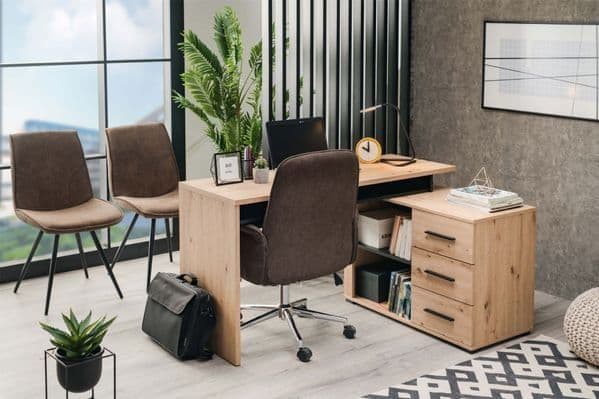 Amag Oak And Black Corner Desk - 11008666