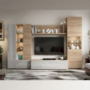 Amora White and Oak Wall Entertainment Unit 016642F - 2916