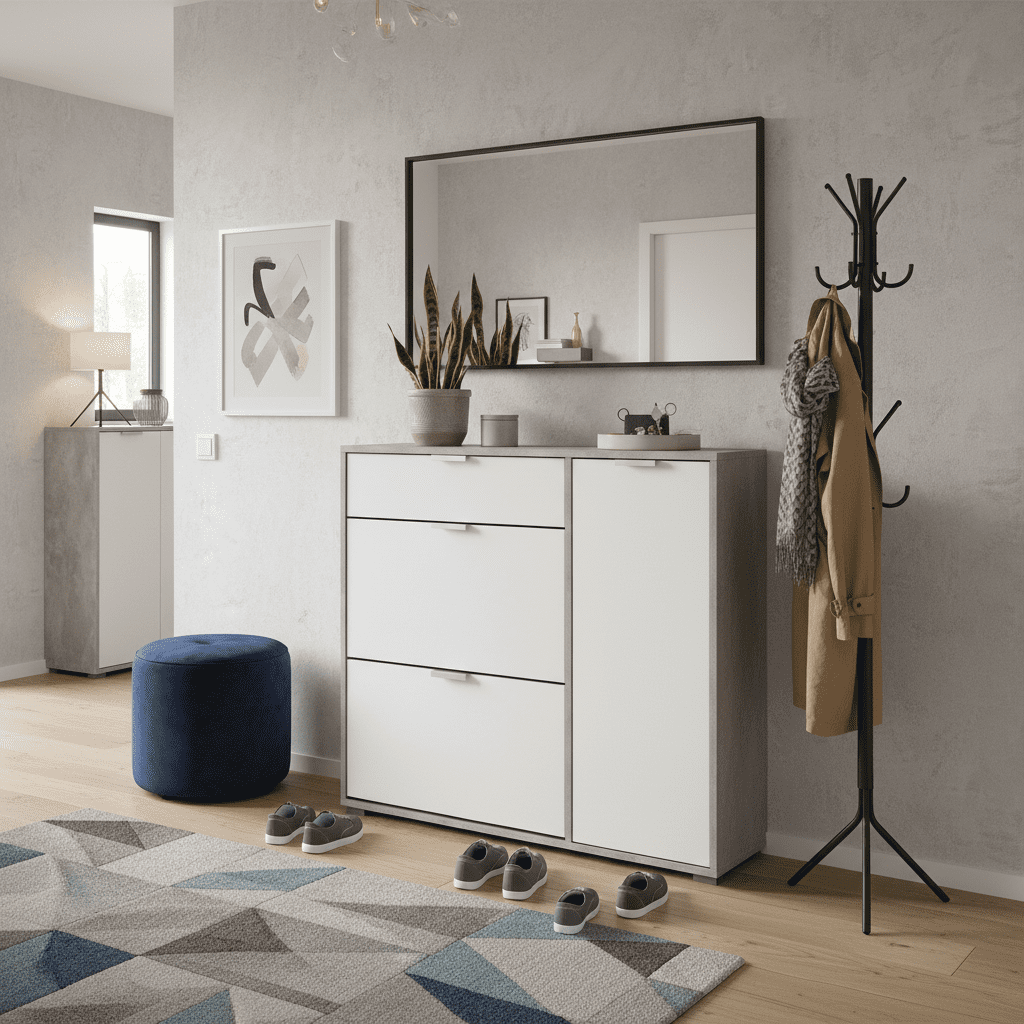 Arco Grey and White Shoe Cabinet - 11008516