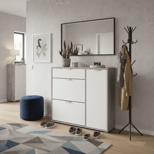 Arco Grey and White Shoe Cabinet - 11008516