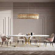 Detail view of Arpen Dining Table, Marble, Dining Table Set with wooden dining table