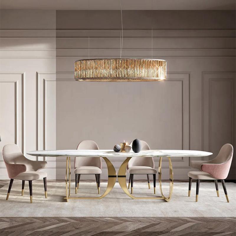 Detail view of Arpen Dining Table, Marble, Dining Table Set with wooden dining table