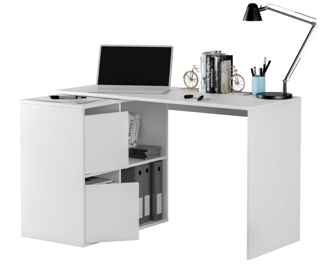 Athena White Reversible Desk with Storage - 2933