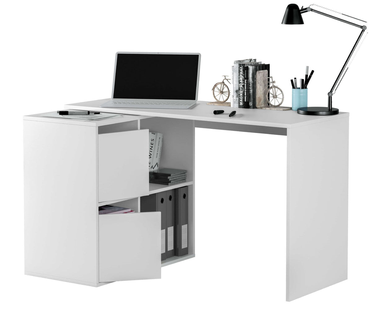 Athena White Reversible Desk with Storage - 2933