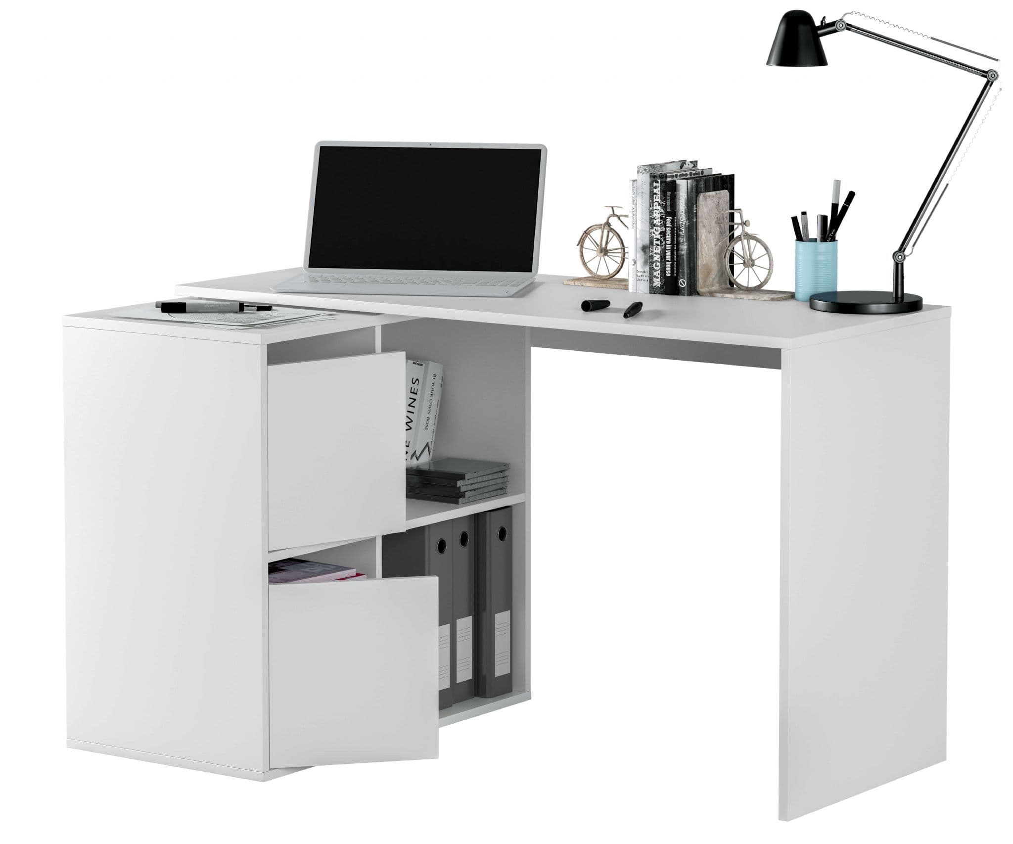 Athena White Reversible Desk with Storage - 2933