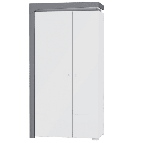 Athens Grey And White Gloss 2 Door Wardrobe With LED Lights - 3167