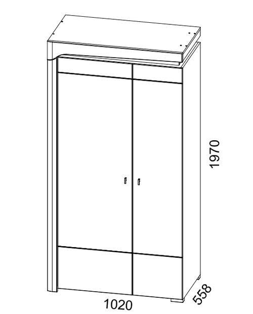 Athens Grey And White Gloss 2 Door Wardrobe With LED Lights - 3167