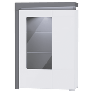 Athens Grey And White Gloss Low Wide Display Cabinet with LED Lights - 3166