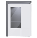 Athens Grey And White Gloss Low Wide Display Cabinet with LED Lights - 3166