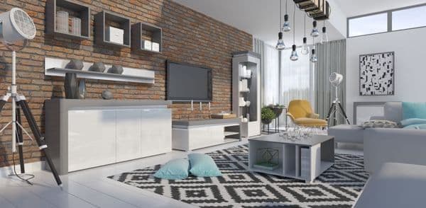 Athens Grey And White Gloss TV Unit - 3171